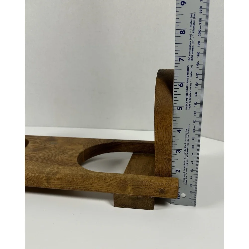 Vintage Wood Handmade Folding Book End Desktop Rack Shelf MCM NICE!